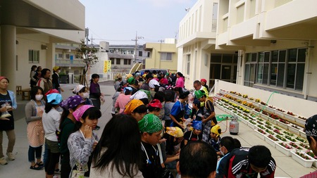 嘉数小学校親子沖縄そば手打ち教室