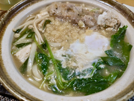 鶏つみれのスタミナ味噌鍋 & リメイク鍋焼きうどん