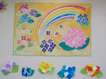 ６月の花と言えば ６月の貼り絵完成 田上町社会福祉協議会ブログ