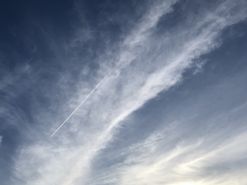 巻雲と飛行機雲