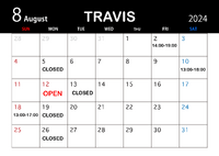 通常定休日ですが本日12日(月)は18:30分まで営業致しております。 2024/08/12 12:42:04