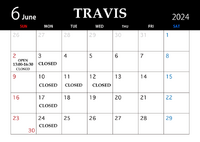 6月の営業日・定休日の案内です。 2024/05/29 18:38:44