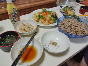 新そば　お土産　蕎麦パーティー　天ぷら　晩御飯