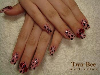 デカッ！リボン×豹NAIL
