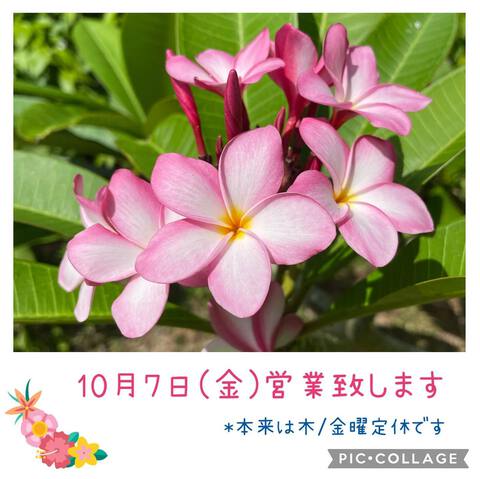 2022/10/07(金) 定休日ですが営業します