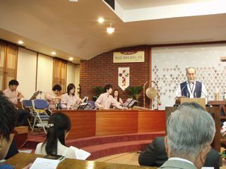 韓国で三線演奏　　한국