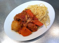 鶏モモ肉のビール煮パスタ添え 2019/10/20 22:43:14