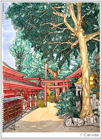 お絵描き「櫛田神社境内」